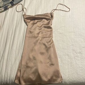 Missguided satin cowl mini dress champagne